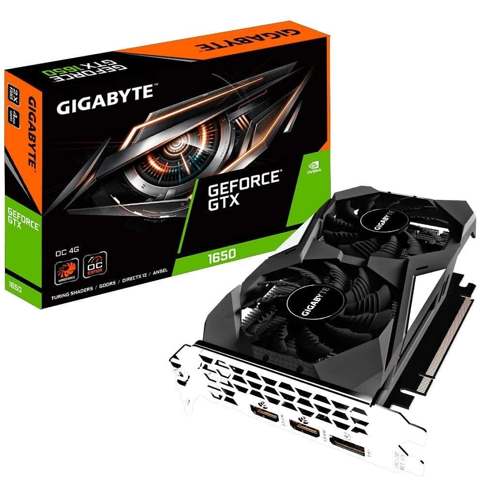 Placa De Vídeo Gigabyte Nvidia Geforce Windforce Oc Edition Gtx1650 4gb Gddr5 128 Bits - GV-N1650OC-4GD REV. 1.0