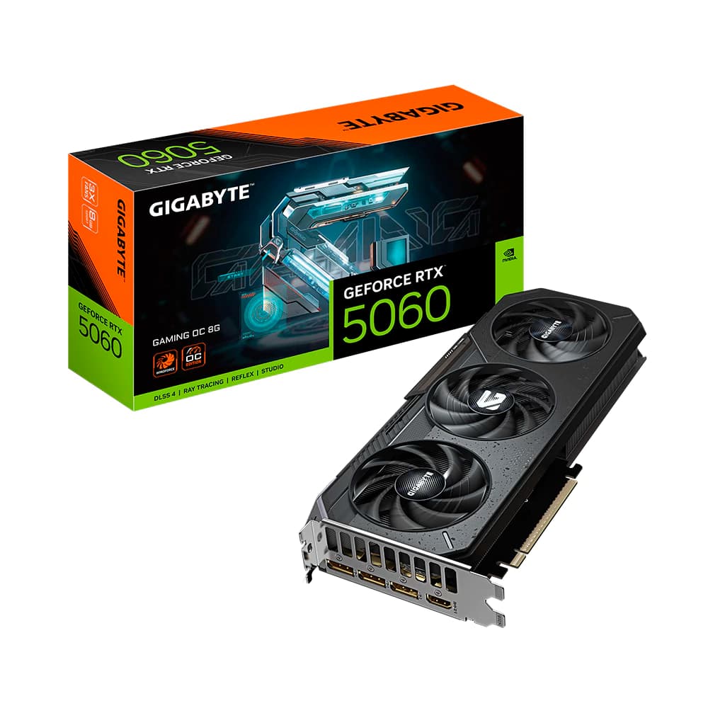 Placa De Vídeo Gigabyte Nvidia Geforce Windforce Gaming Oc 3x Preta Rtx5060 8gb Gdrr7 128 Bits - GV-N5060GAMING OC-8GD