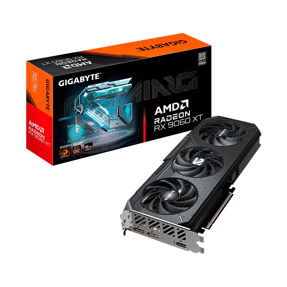 Placa De Vídeo Gigabyte Amd Radeon Rx 9060 Xt Gaming Windforce 3x Oc Edition Preta 3x 16gb Gddr6 128 Bits - GV-R9060XTGAMING OC-16GD