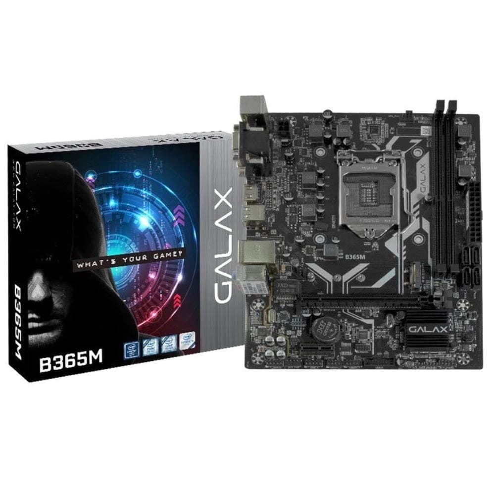 Placa Mãe Galax B365m, Intel Lga 1151 Matx, 2xddr4, M.2, Rede Intel, Áudio Realtek, Usb 3.0 Frontal, Dvi, Hdmi, Vga - IB365MAGCHJ1CW