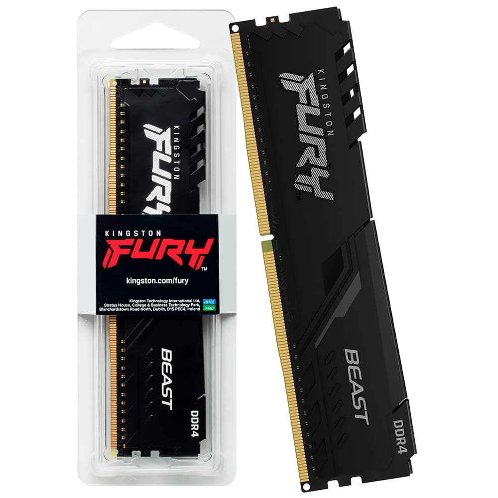 Memória Gamer Kingston Fury Beast Preta Ddriv 8gb Cl16 3200mhz - KF432C16BB/8WP