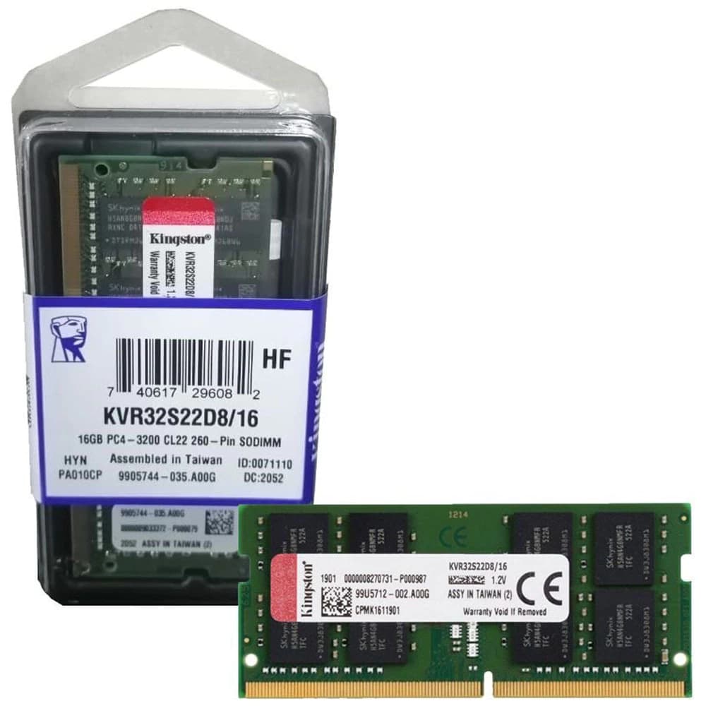 Memória Kingston Kvr Value So-Dimm Ddriii 16gb Cl22 3200mhz - KVR32S22D8/16