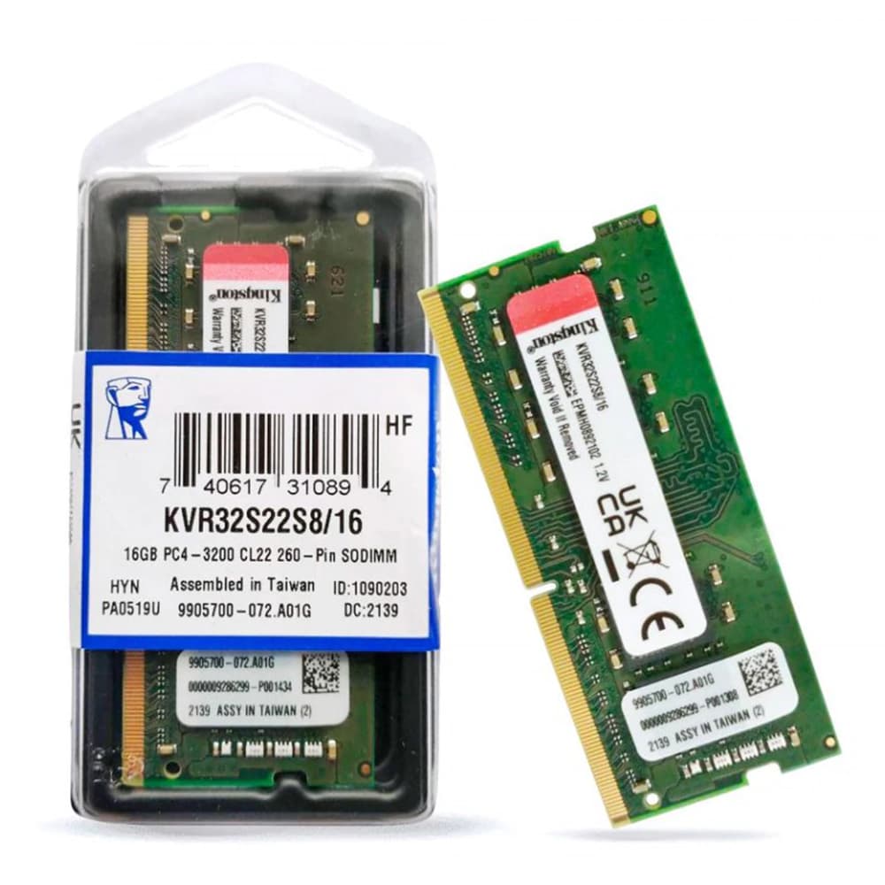 Memória Kingston Kvr Value So-Dimm Ddriv 16gb Cl22 3200mhz - KVR32S22S8/16