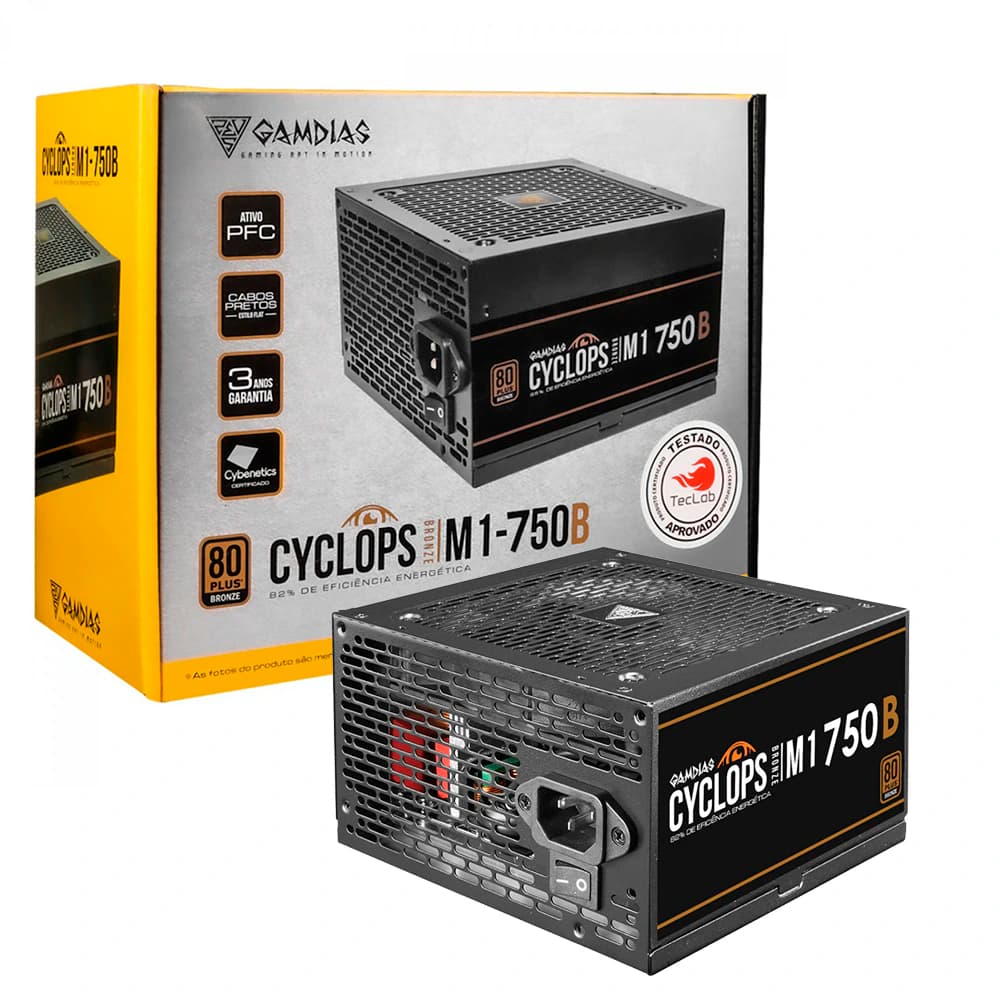 Fonte Real Gamdias Cyclops M1 750w 80 Plus Bronze - M1-750B