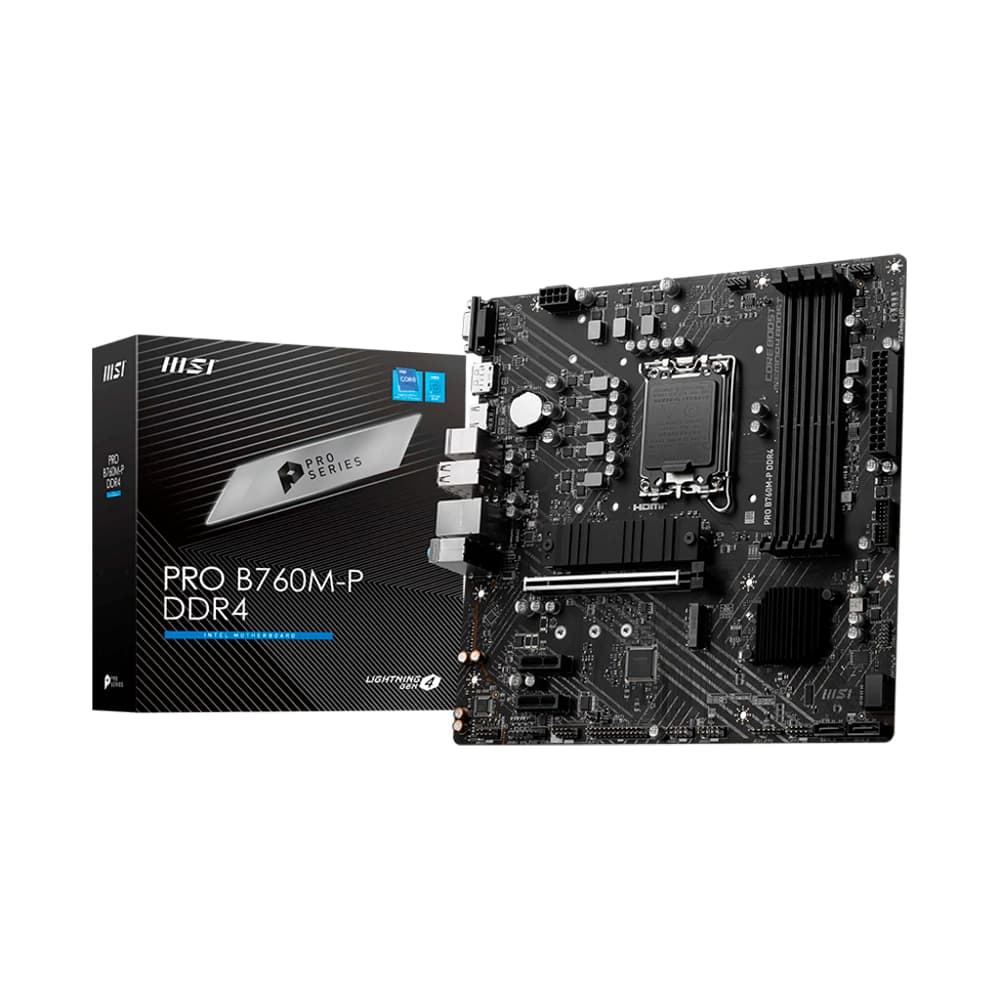 Placa Mãe Msi Pro B760m-P Ddr4, Intel Lga 1700 Matx, 4xddr4, Usb 3.2 Tipo A, Usb 3.0, M.2, Hdmi, Dp, Vga
