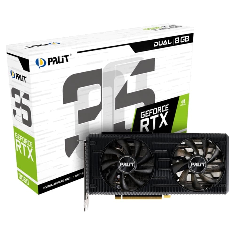 Placa De Vídeo Palit Nvidia Geforce Dual Rtx 3050 8gb Gddr6 Lhr 128 Bits - NE63050019P1-190AD