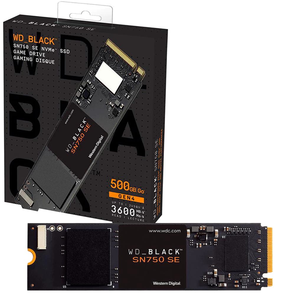 M.2 Wd Black Sn750 Se Pci-E Nvme Gen4 500gb Leituras: 3600mb/S E Gravações: 2000mb/S - WDS500G1B0E