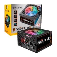 Fonte Gamdias Cyclops M1-650B, 650W, 80 Plus Bronze, Cybenetics, Teclab, PFC Ativo, Cabos Flat, ARGB (M1-650BARGB)