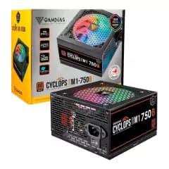 Fonte Gamdias Cyclops M1-750B, 750W, 80 Plus Bronze, ARGB, Cybenetics, Teclab, PFC Ativo, Cabos Flat (M1-750BARGB)