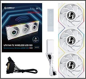 Kit 3 Fans Lian Li UNI FAN TL LCD Wireless Reverse 120mm ARGB Branco - 12RTLLCD1W3W