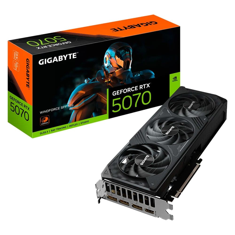 Placa de Vídeo GeForce RTX 5070 12GB GDDR7 192bits - Windforce SFF - DLSS 4 - Gigabyte GV-N5070WF3-12GD