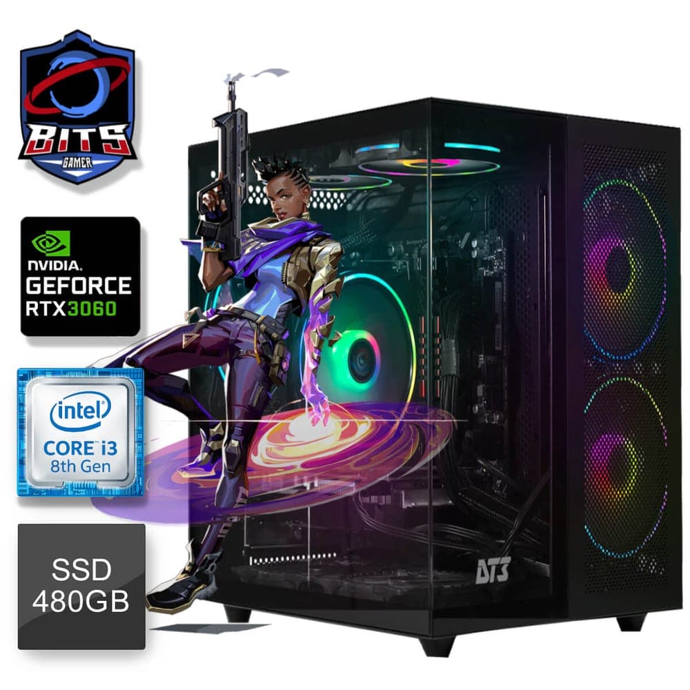 PC Gamer Bits 2025 - Intel i7 8700, 16GB, SSD 480GB, Vídeo GeForce RTX 3060, Windows 11