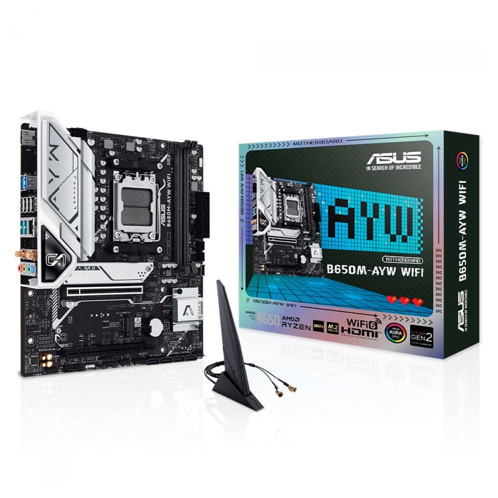 Placa Mãe Asus B650M-AYW (AM5 - DDR5 8000 O.C) - Chipset AMD B650M - Wi-Fi 6 - 2 Slots M.2 - Micro ATX