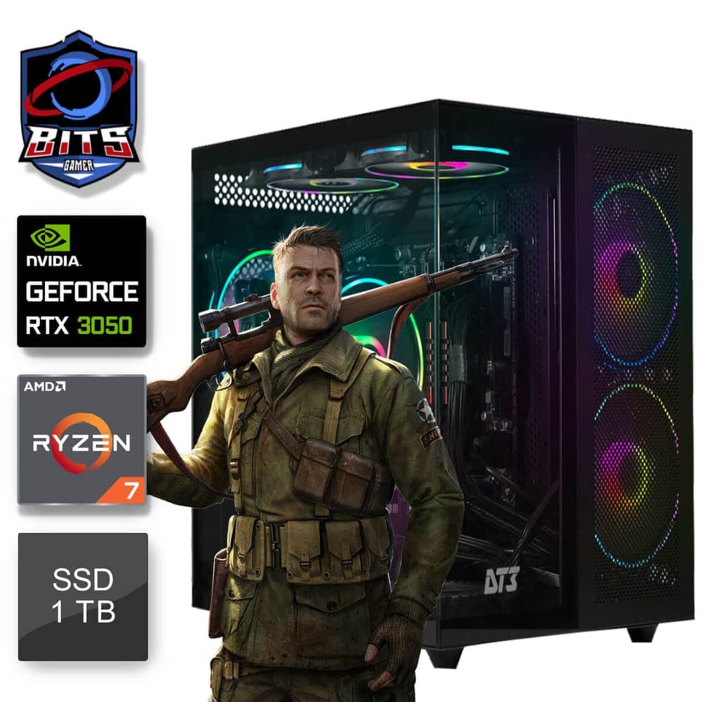 PC Gamer Bits 2025 - Ryzen 7 5700X, 16GB, SSD 1TB, Video GeForce RTX 3050, Windows 11