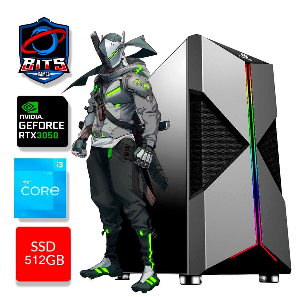 PC Gamer Bits 2025 - Intel I3 12100F, 16GB, SSD 512GB NVMe, Video GeForce RTX 3050 6GB, Windows 11 Professional