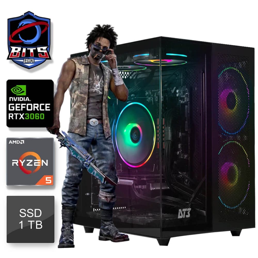 PC Gamer Bits 2025 - Ryzen 5 5500, RAM 16GB, SSD 1TB, Video GeForce RTX 3060, Windows 11