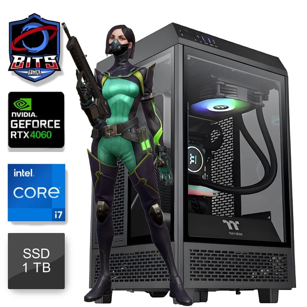 PC Gamer Bits L-Design Concept Black - Intel Core I7 12700KF, 32GB, SSD 1TB, Nvidea GeForce 4060, Windows 11 Professional