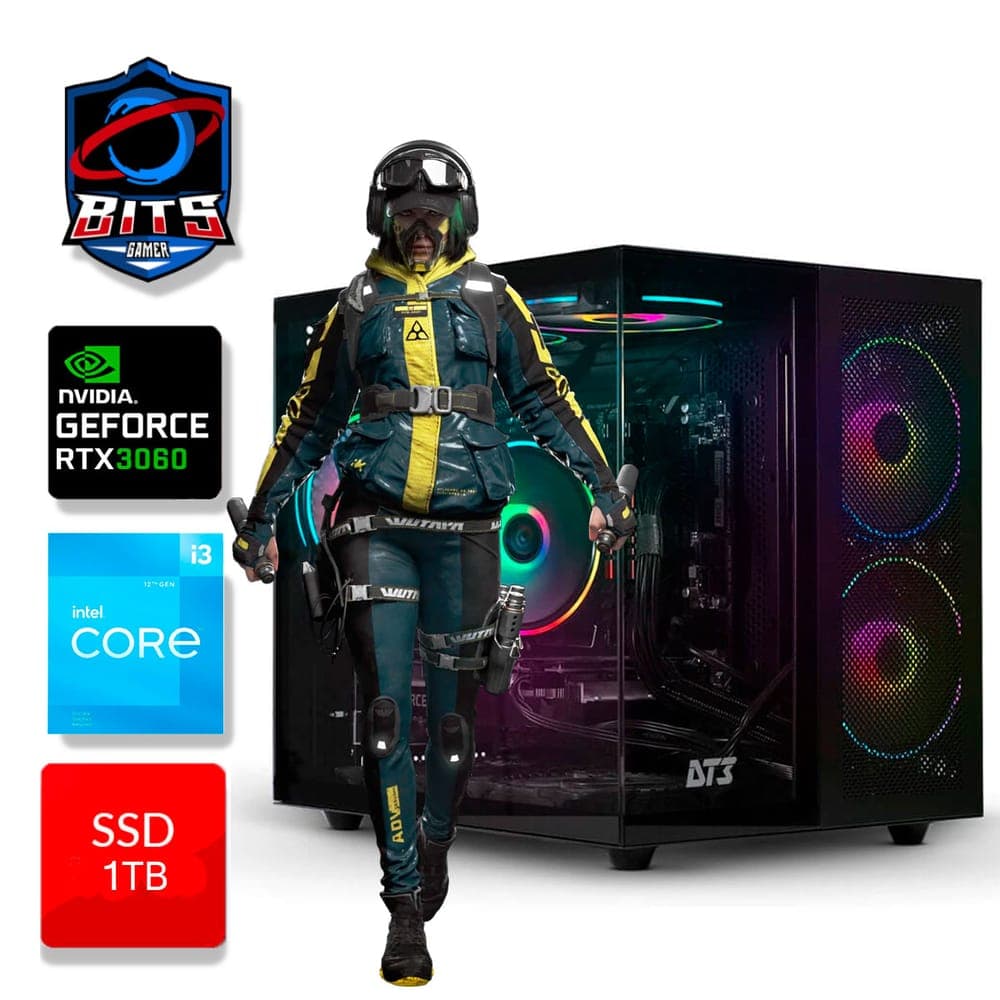 PC Gamer Bits 2025 - Intel i3 14100F, 16GB, SSD 1TB NVMe, Video GeForce RTX 3060 12GB, Windows 11 Professional