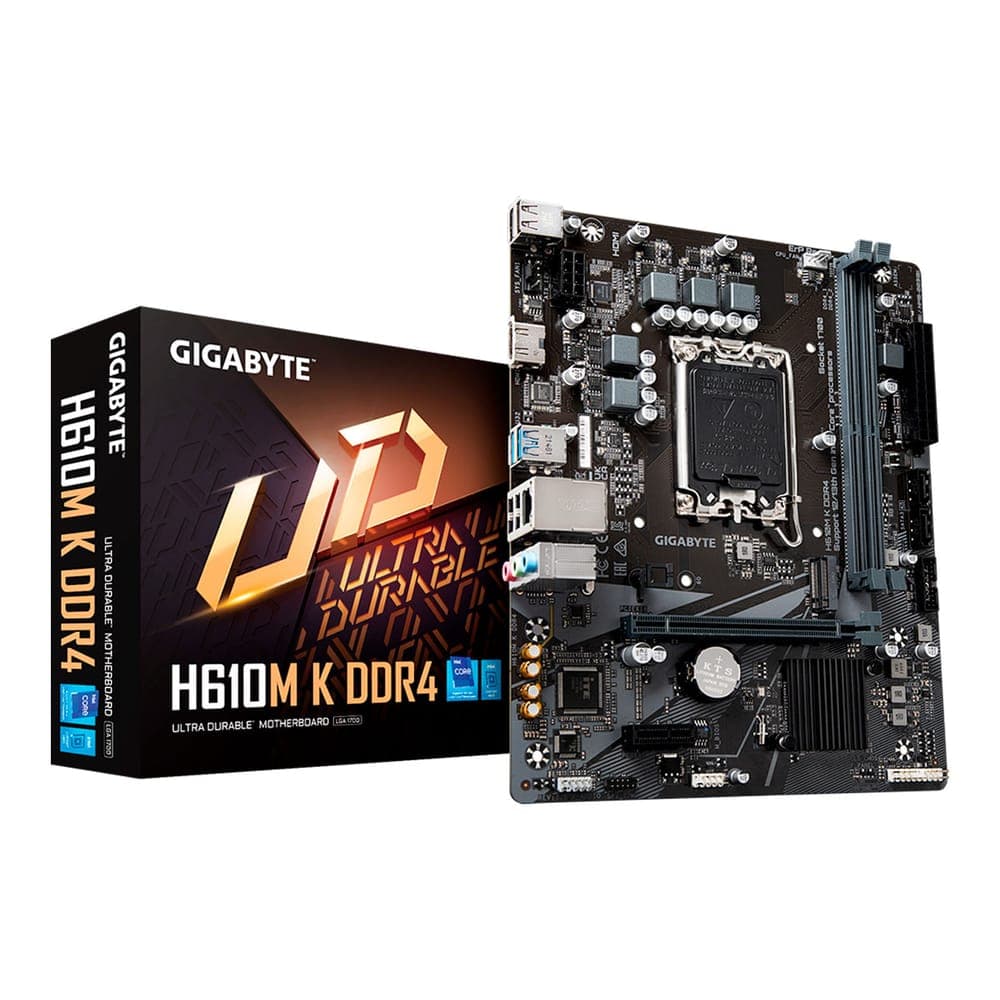 Placa Mãe Gigabyte H610M-K DDR4 (LGA 1700 - DDR4 3200) - Chipset H610 - USB 3.2 - PCIe 4.0 - Slot M.2 - Micro ATX - Com Windows 11 Professional