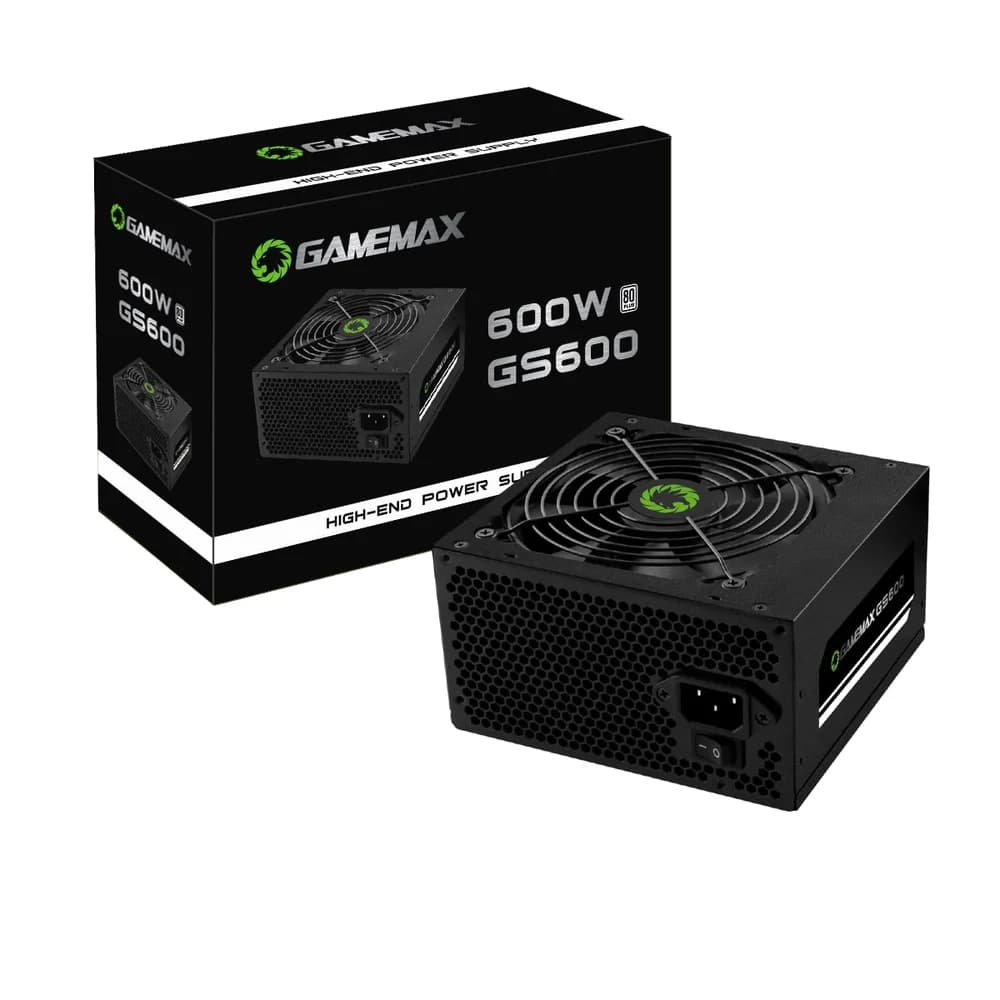 Fonte Gamemax Gs600, 600W, 80plus White, PFC Ativo, Preta