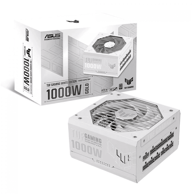 FONTE 1000W 80 PLUS GOLD ASUS TUF GAMING, ATX 3.1, FULL-MODULAR, WHITE - TUF-GAMING-1000G-WHITE