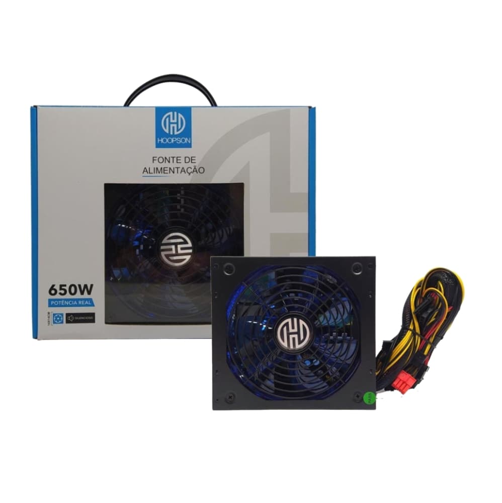 FONTE 650W HOOPSON, ATX, LED, BLACK - FNT-650W