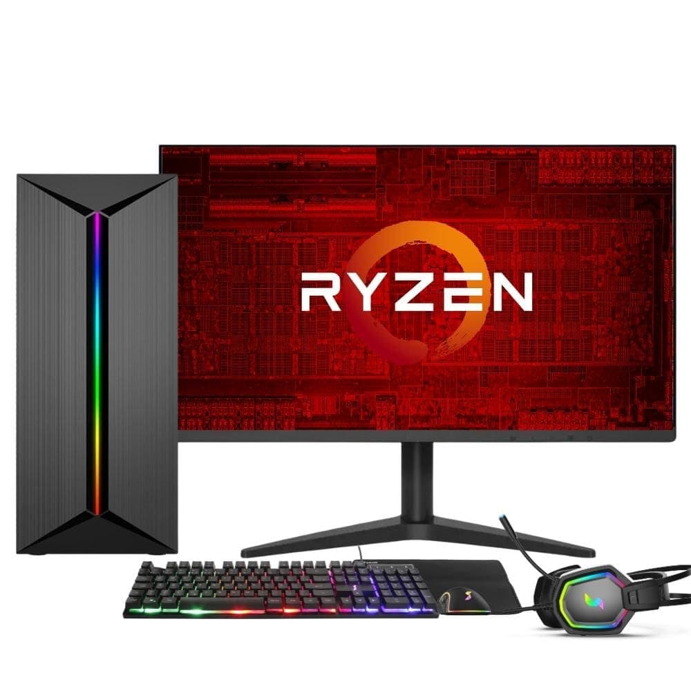 PC Gamer Completo AMD Ryzen 7 5700G, Gráficos Radeon VEGA 8, 16GB DDR4, SSD 512GB, Fonte 500W, Monitor 24” 75Hz, 3green Force - 3F-020
