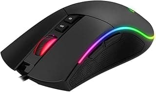 Havit Mouse Gamer MS1001S RGB Programável Macro, 7 Botões, 800-1600-2400-3200-4800-8000 DPI, USB, Design Ergonômico, Antiderrapante