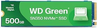 SSD WD Green SN350 500GB NVMe M.2 2280 (Leitura até 2400MB/s e Gravação até 1500MB/s)