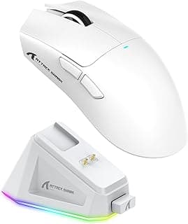 Mouse de Jogo ATTACK SHARK X11 com Base de Carregamento Magnético, Sensor de Jogo PixArt PAW3311, Mouse Sem Fio/A Cabo BT/2.4G, 22000 DPI (Branco)