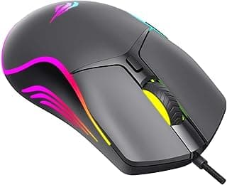 Havit Mouse Gamer MS1029 USB Iluminação RGB, 6 botões 1200-1800-2400-3600-4800-7200 DPI, Design Ergonômico, Bloqueio de Alvo Fácil e Precisopara Games