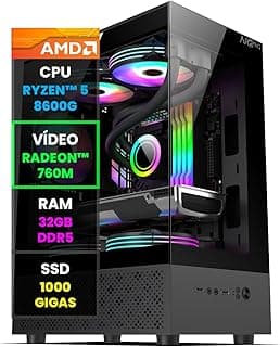 Pc Gamer Computador Completo NoLag® Amd Ryzen 5 8600G, Radeon™ Graphics 760M, 32GB DDR5, SSD 1TB, Gabinete RGB