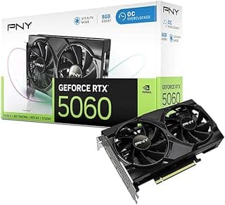 PNY NVIDIA GeForce RTX 5060 OC Dual Fan, placa gráfica (8 GB GDDR7, 128 bits, SFF-Ready, PCIe 5.0, HDMI/DP 2.1, 2 compartimentos, arquitetura NVIDIA Blackwell, DLSS 4)