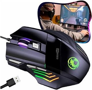 Mouse Gamer Para Jogos Anúbis 2400 DPI Ajustável 6 Botões Led RGB Alta Precisão Sensor Óptico Estudo Trabalho Cabo Em Nylon Ergonômico Clique Duplo Conforto