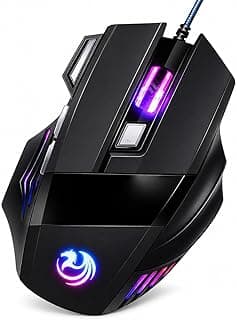 Mouse Gamer 7D 3200 DPI Ajustável 7 Botões Luzes Led RGB Alta Precisão e Velocidade, Jogos, Trabalho, Estudos, Cabo Reforçado Super Rápido Ergonômico Antideslizante Clique Duplo Premium