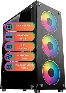Computador Gamer MultiPC Intel Core I5 Placa de Video RX550 RAM 16GB SSD 480GB Sata Windows 11 Pro - Ideal para Jogos, Estudo e Edição