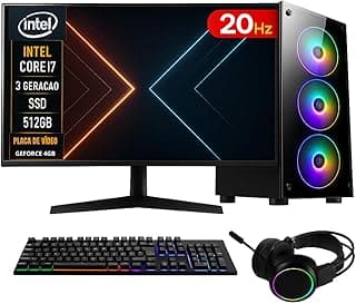 PC GAMER COMPLETO INTEL CORE I7 16GB RAM PLACA DE VIDEO GEFORCE 4GB SSD 512GB FONTE 500W - MONITOR 20'' 75HZ - KIT GAMER TECLADO/MOUSE/HEADSET/MOUSEPAD