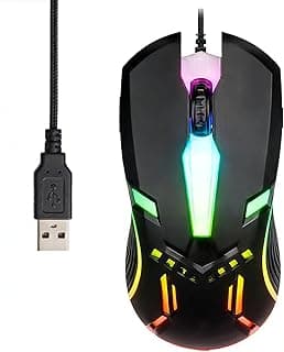 Mouse Gamer RGB com Efeito de Ondas de Cores, 6 Botões Programáveis, Design Ergonômico, Cabo Trançado, Conector Banhado a Ouro e até 8.000 DPI — Preto