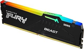 Kingston Módulo único de memória para jogos de mesa Fury Beast Black RGB Expo 16GB 6400MT/s DDR5 CL32 DIMM - KF564C32BBEA-16