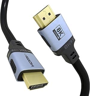 Cabo HDMI 2.1, 48Gbps 8K @60Hz 4K cabos de velocidade ultra alta (7680x4320, 4K @120Hz) eARC HDR10 HDCP 2.2 e 2.3 3D, compatível com PS5/PS4/X-Box/Roku TV/HDTV/Blu-ray/LG (5FT/1,5M)
