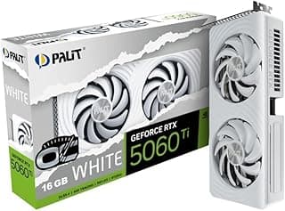 Palit Placa de vídeo para jogos GeForce RTX 5060 Ti White OC 16GB GDDR7, Overclocked 2602MHz Boost, 128-bit, 4608 CUDA Cores, PCIe 5.0, HDMI 2.1b e Triple DisplayPort 2.1, Ray Tracing, DLSS 4
