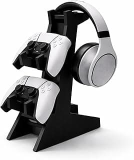 Suporte de Controle PS5 PS4 Xbox Series X/S One e Headset Preto - Organizador de Mesa Gamer 2 em 1 - Compatível Nintendo Switch Pro - Budamix
