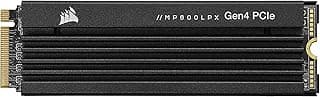 Corsair SSD MP600 PRO LPX 2TB M.2 NVMe PCIe x4 Gen4 - Otimizado para PS5 (até 7.100 MB/seg leitura sequencial e 6.800 MB/s, interface de alta velocidade) Preto, CSSD-F2000GBMP600PLP