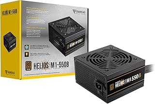 GAMDIAS Fonte de alimentação de PC para jogos de 550W, fonte de alimentação 80 Plus ATX Bronze 12V para computadores PC com PFC ativo, Helios M1-550B