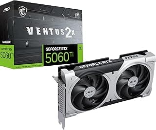 MSI Placa de vídeo para jogos NVIDIA GeForce RTX 5060 Ti 16G VENTUS 2X OC PLUS GDDR7 128 bits, Boost Clock até 2617 MHz, PCIe Gen 5, DLSS 4, DP 2.1 x 3, HDMI 2.1 x 1, SFF Ready