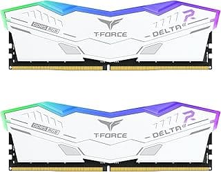 TEAMGROUP T-Force Delta Alpha RGB DDR5 Ram 32GB Kit (2x16GB) 6000MHz (PC5-48000) CL38 Intel XMP 3.0 & AMD Expo Módulo de memória de desktop compatível Ram Branco FF8D532G6000HC38JDC01