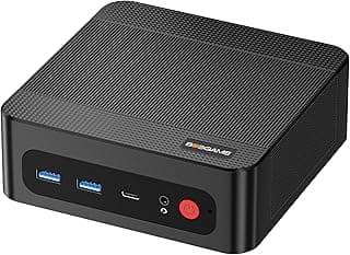 BOSGAME P4 Ultra PC Mini com Processador AMD Ryzen 7 7730U, 16GB RAM, 1TB SSD NVMe, Saída Tripla 4K HDMI DP Type-C, Dual LAN 2.5G, Wi-Fi 6E para Home Office, Jogos e Estação de Trabalho