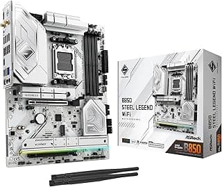 ASRock Placa-mãe B850 Steel Legend WiFi AMD AM5 ATX, suporta processadores AMD Ryzen 9000/8000/7000, DDR5 8000+ (OC), PCIe 5.0, LAN 2.5G, WiFi 7, 14+2+1 fase de energia