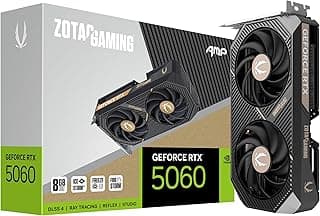 ZOTAC Placa gráfica para jogos GeForce RTX 5060 AMP DLSS 4 8GB GDDR7 128-bit 28 Gbps PCIE 5.0 Gaming, IceStorm 2.0 Cooling, ZT-B50600F-10M