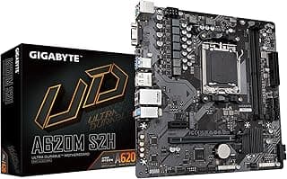 GIGABYTE A620M S2H (AM5/ LGA 1718/ AMD/A620/ Micro ATX/Garantia de 5 anos/DDR5/Single M.2/PCIe 4.0/USB 3.2 Gen1/Realtek 1GbE LAN/Q-Flash Plus/PCIe EZ-Latch/Placa-mãe)